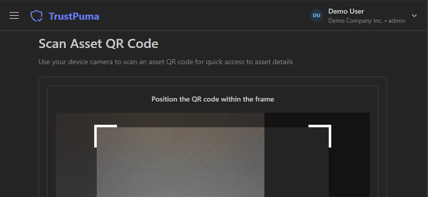 QR scanner interface on mobile